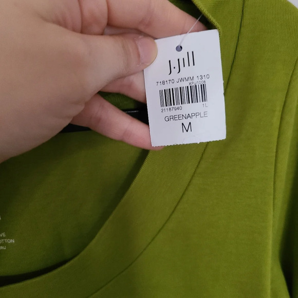 NWT J. Jill Green Apple Perfect Pima Long Sleeve Top Size Medium 100% PimaCotton - Picture 4 of 5